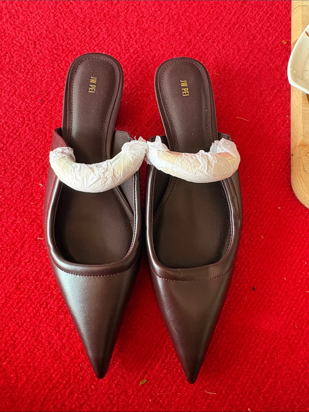 JW PEI Dark Brown Pointed Toe Slip-On Mules